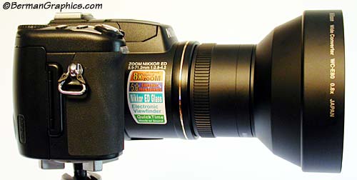 Nikon CoolPix 5700 with WC-E80 wide angle adapter