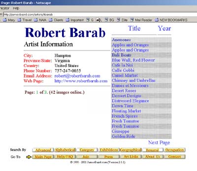 The list of Robert Barab images available from the jamesbaird.com web site