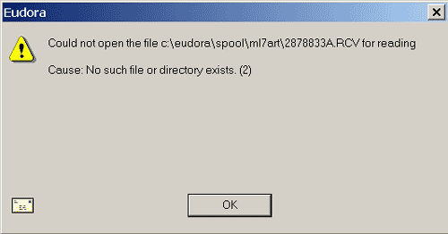 Eudora Spool Error Message