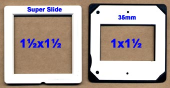 Comparison of super slide to a regular 35mm slide mount