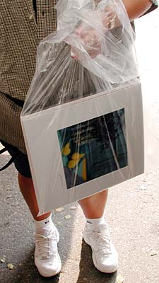 Using clear plastic bags to package sold photographs