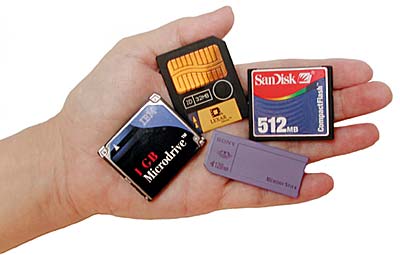 Microdrive, SmartMedia, CompactFlash, Memory Stick