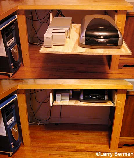 Pull out scanner shelf